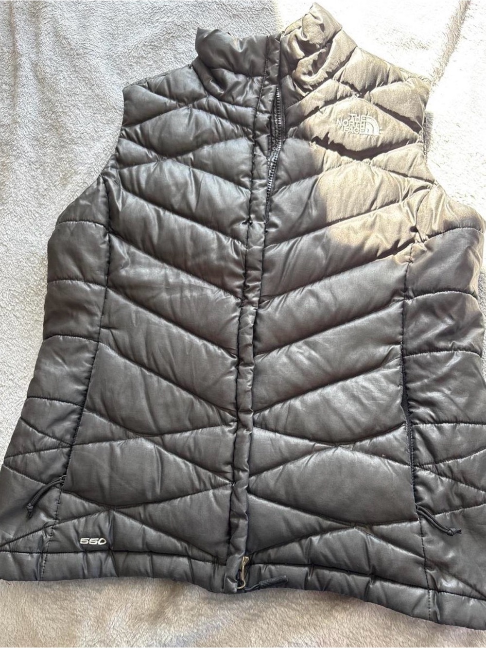 The North Face 550 Goose Down Puffer Vest Women Small Full Zip Black